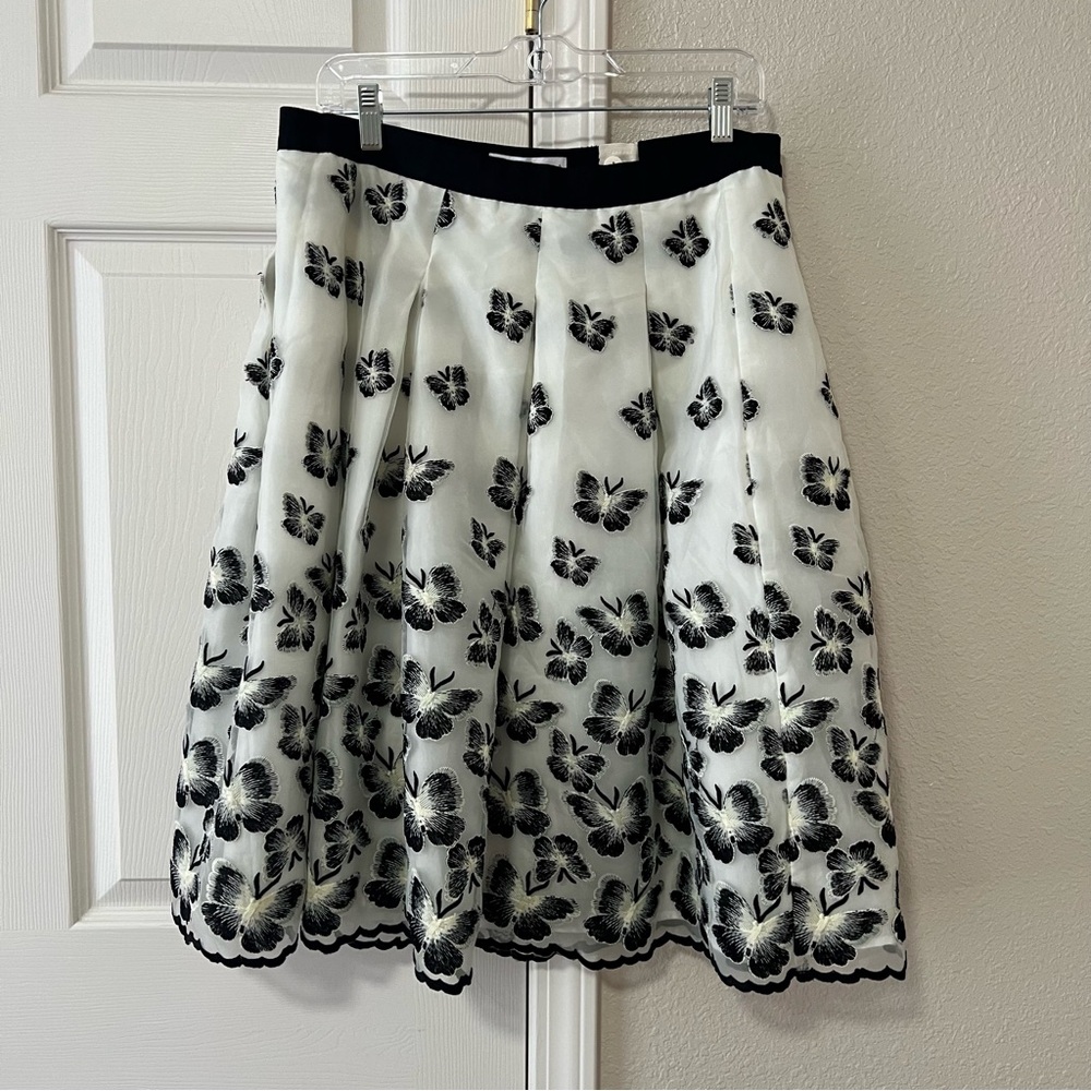 RSVP by Talbots Butterfly Embroidered Organza Pleated Skirt Size 14 NWT